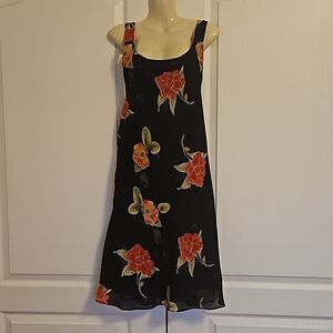 Reitmans Floral Sleeveless Midi Dress Black Size 9